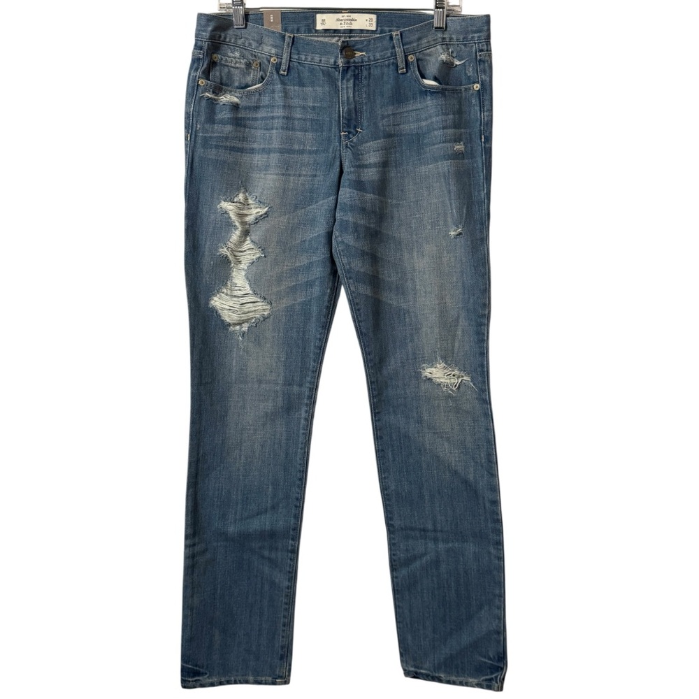 NWT Abercrombie & Fitch Erin Jeans Distressed denim straight leg grunge 90s boho